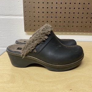 Crocs Cobbler Eva Womens Faux Fur Lined Brown Mule Clogs Slides 11552 Shoes Sz 7